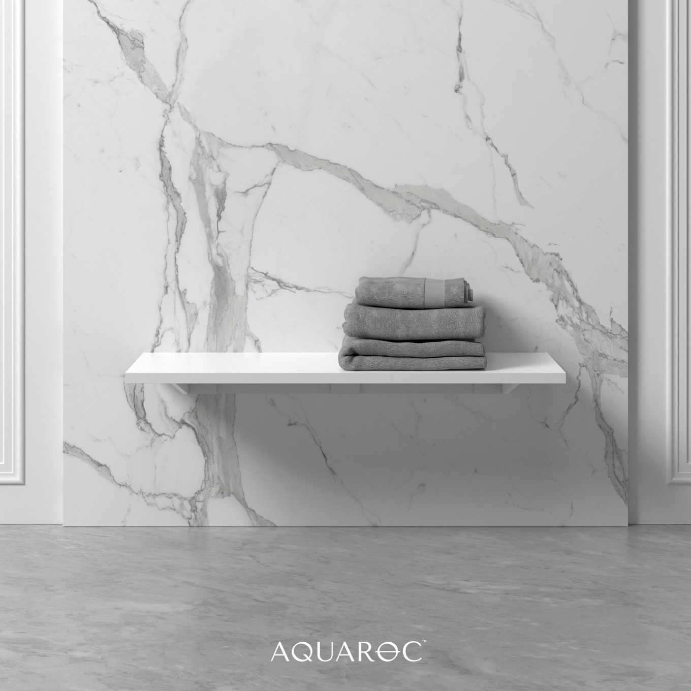 Wall Hung Stone Slimline Towel Shelf 1000mm