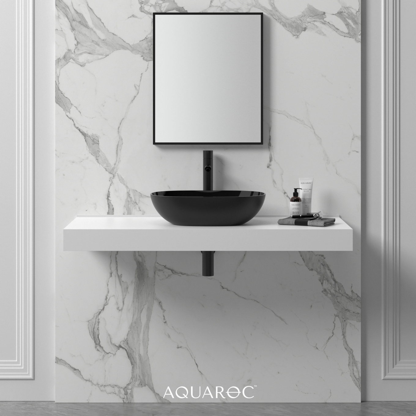 Florence Matte Black Countertop Stone Basin 500mm