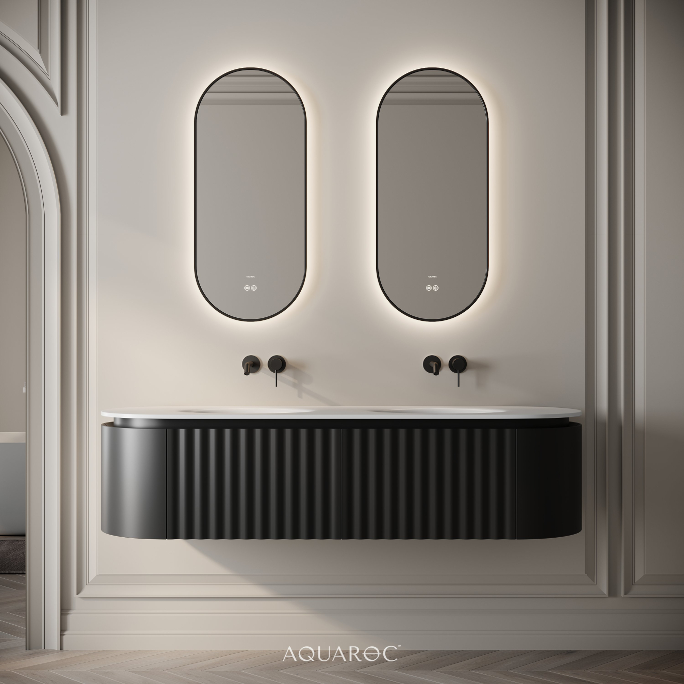 Belgravia Double Vanity Unit & Stone Basin 1600mm Matte Black
