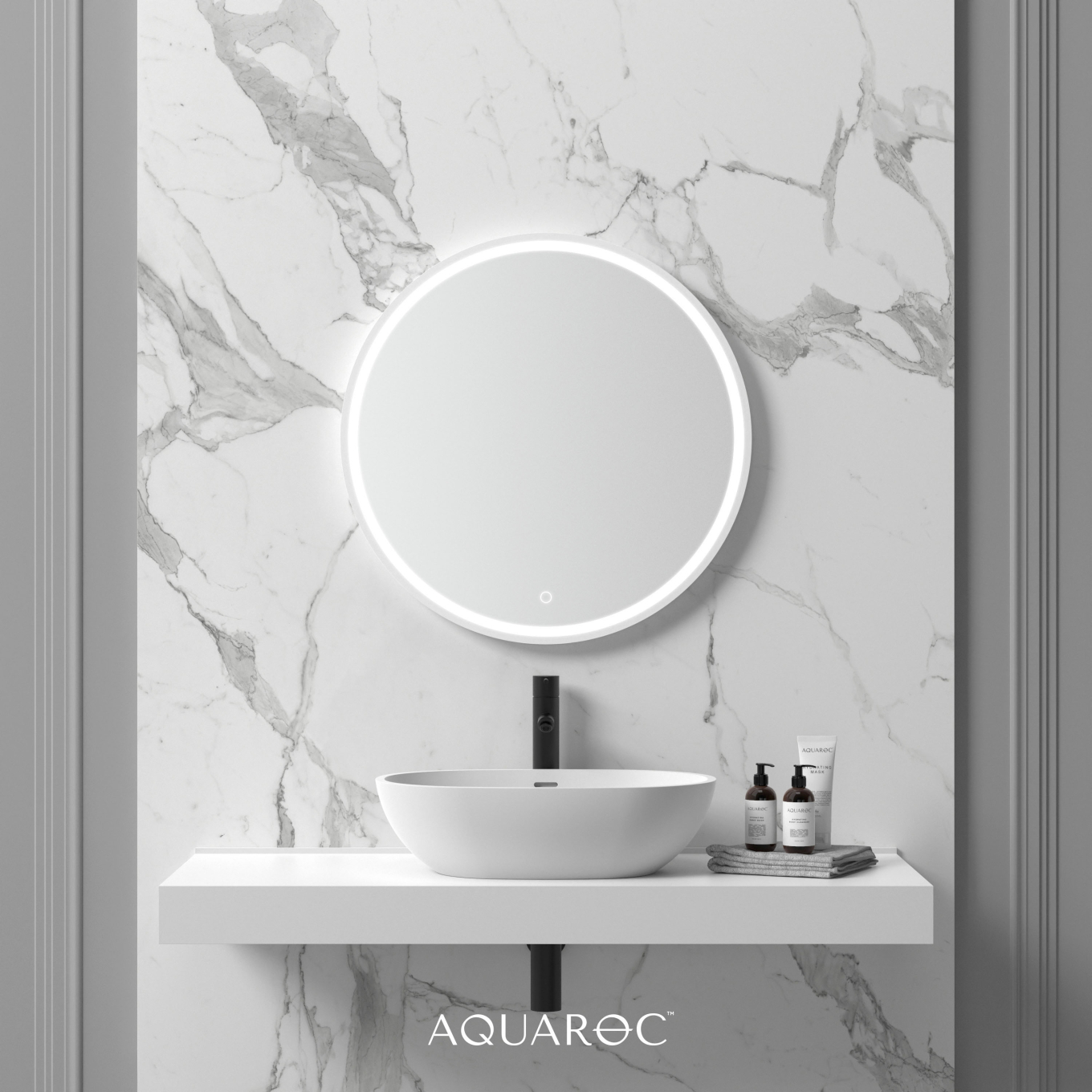 Allure Backlit & Demister Stone Mirror 700mm
