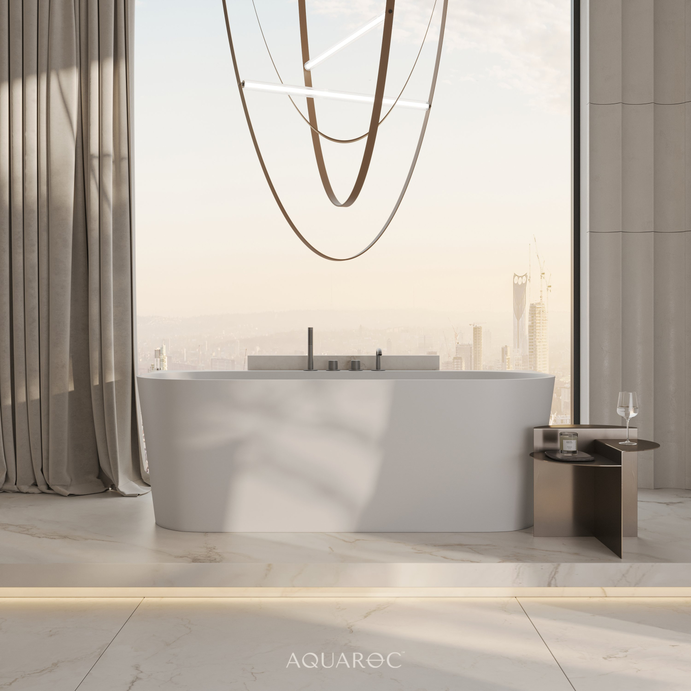 Pandora Back To Wall Freestanding Stone Bath 1650mm
