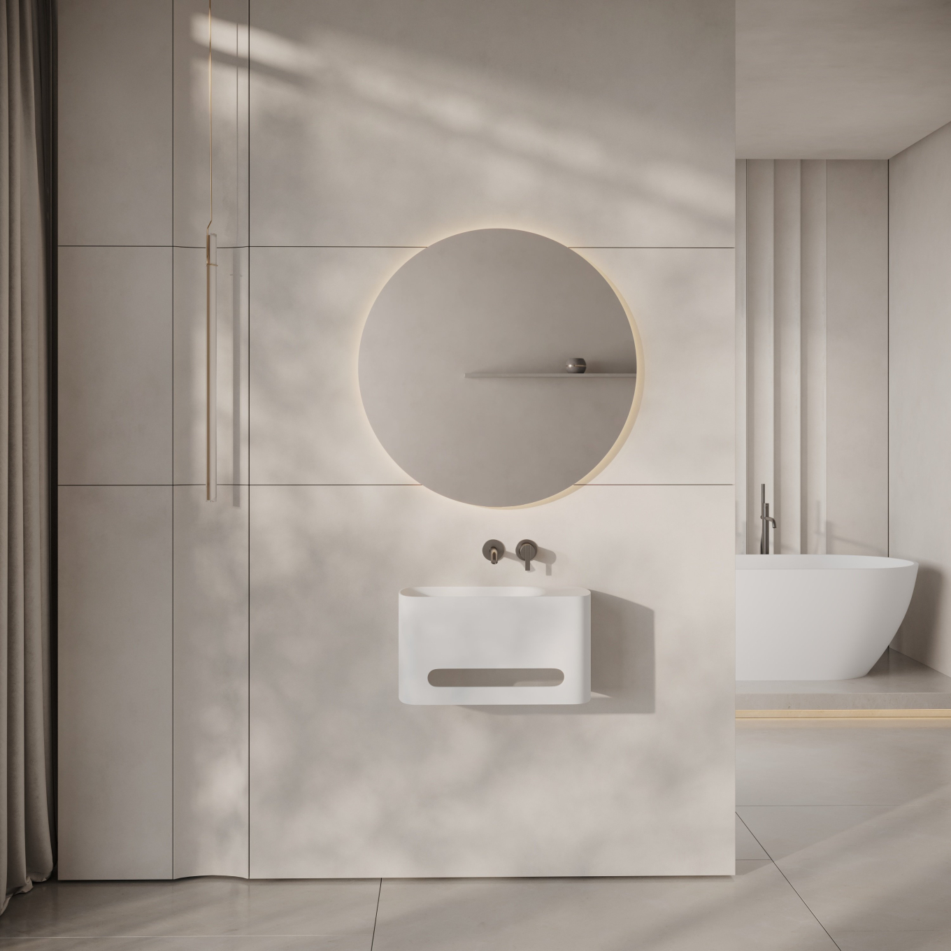 Hydro Wall Hung Stone Basin 550mm Towel Hole