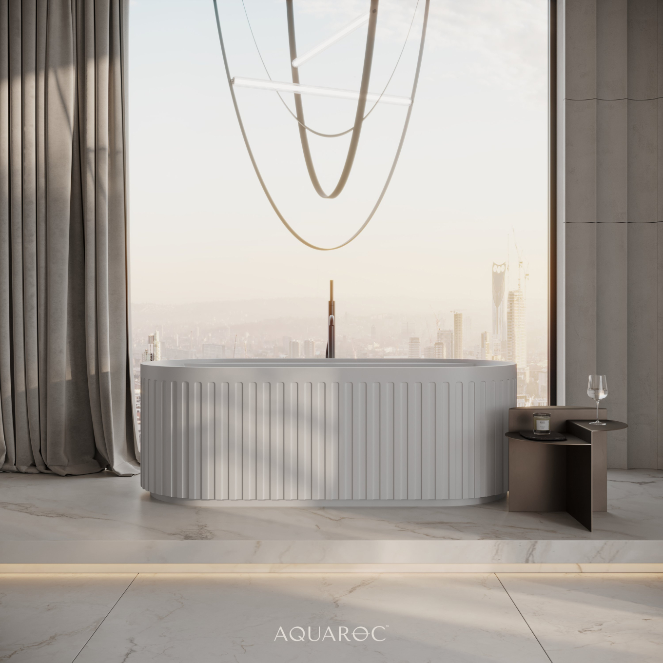 Athena Freestanding Fluted Stone Bath 1600mm