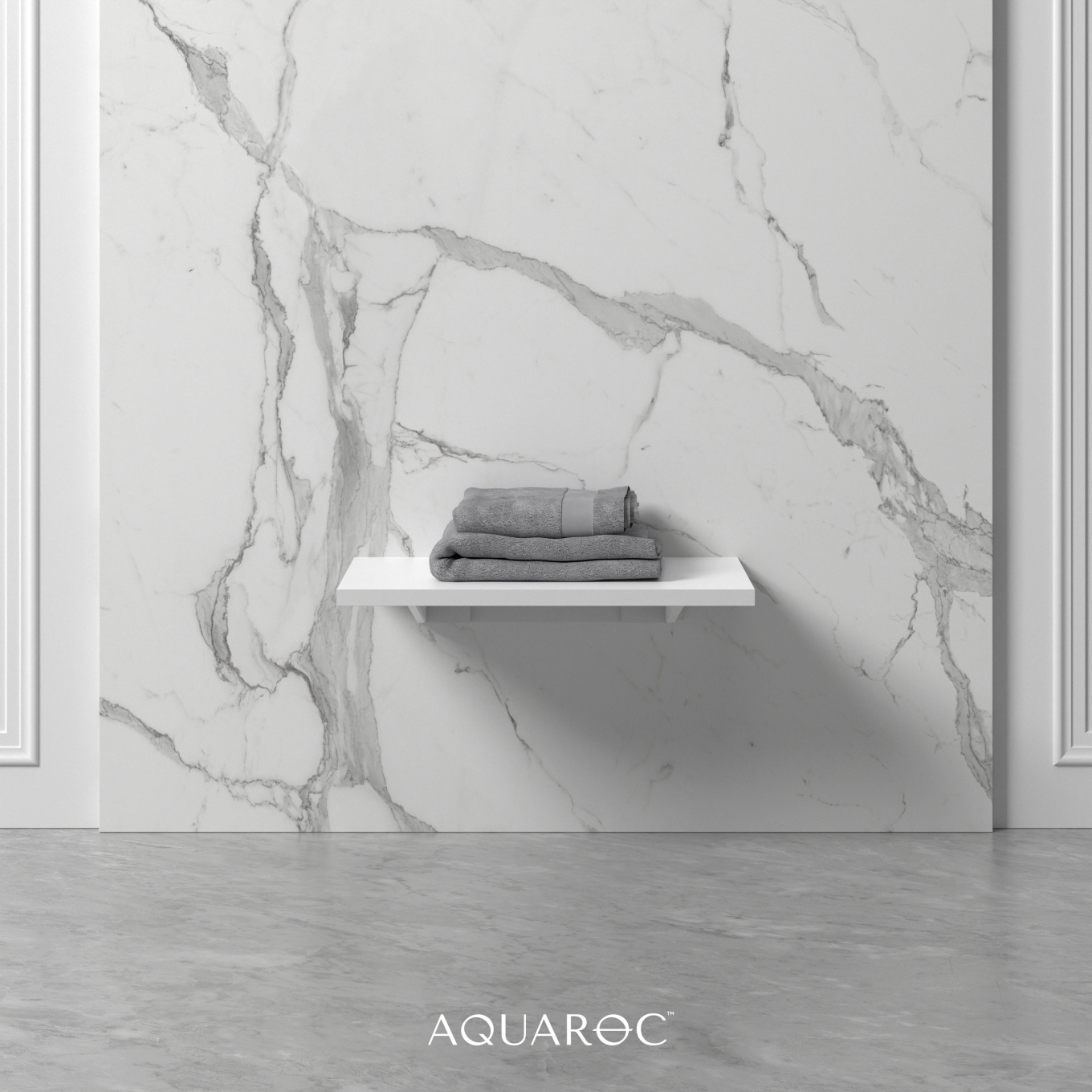 Wall Hung Stone Slimline Towel Shelf 600mm