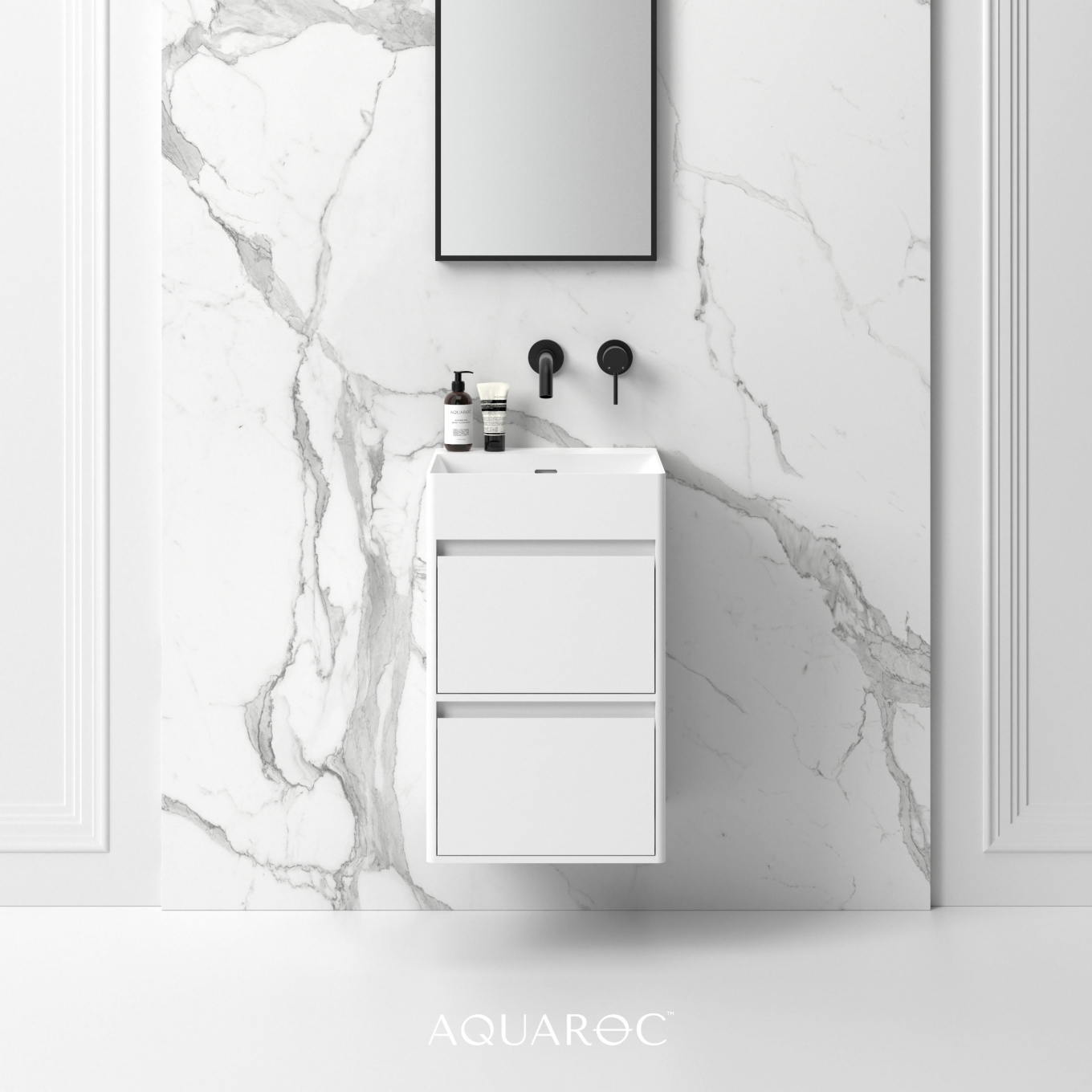 Monza Double Drawer Stone Vanity Unit 400mm