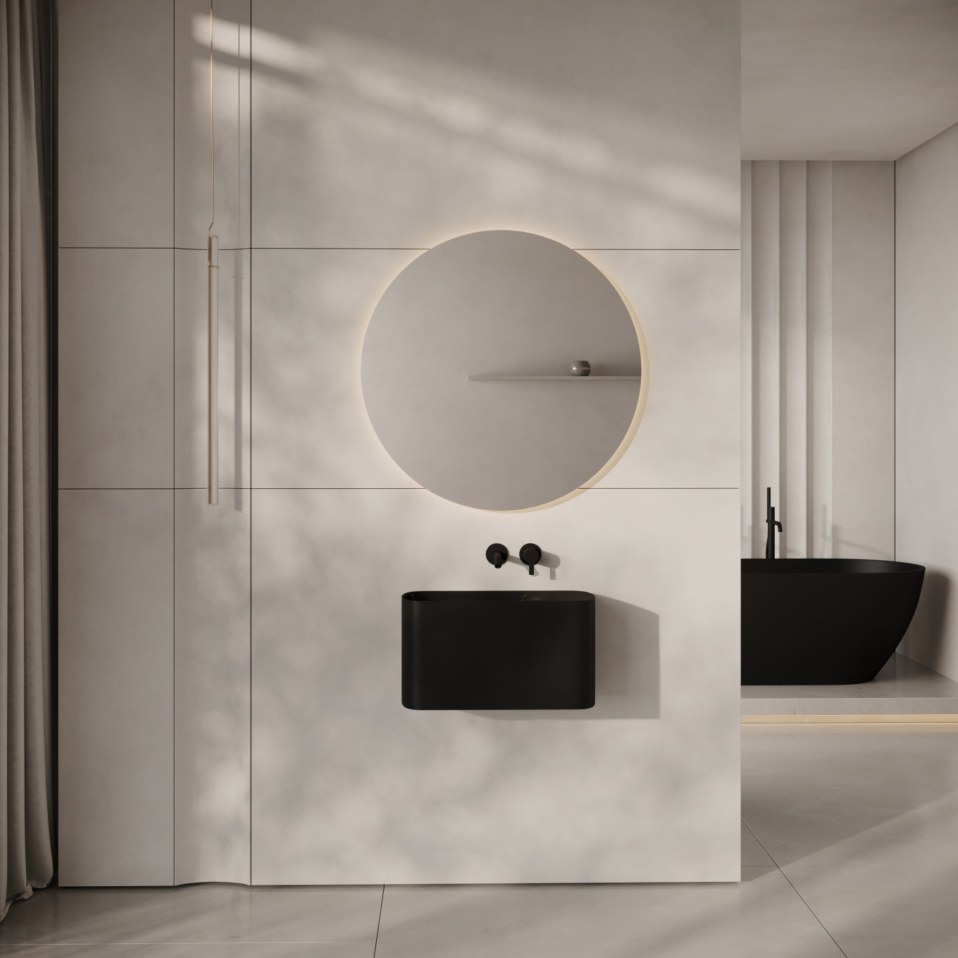 Hydro Matte Black Wall Hung Stone Basin 550mm