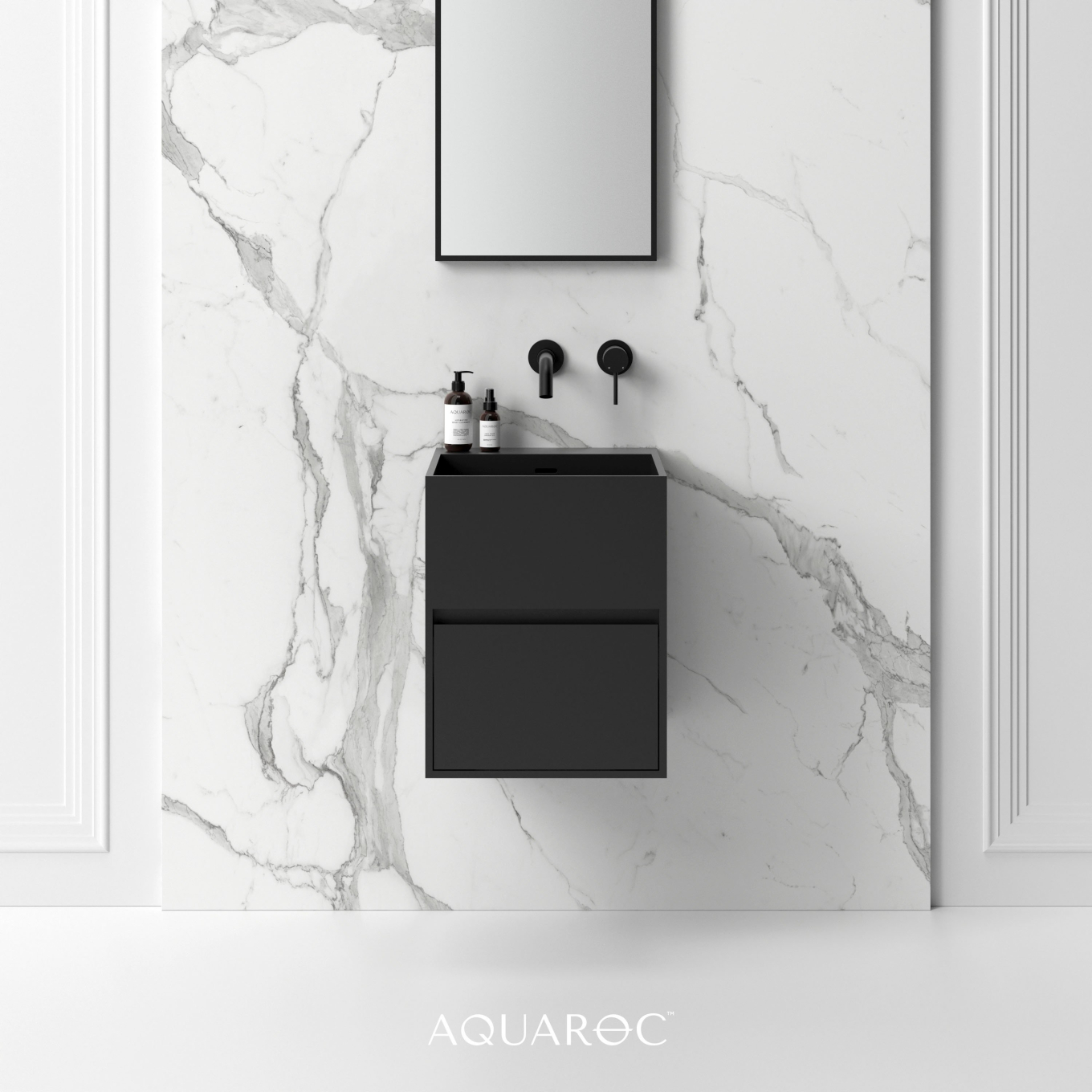 Kudos Matte Black Stone Vanity Unit 400mm
