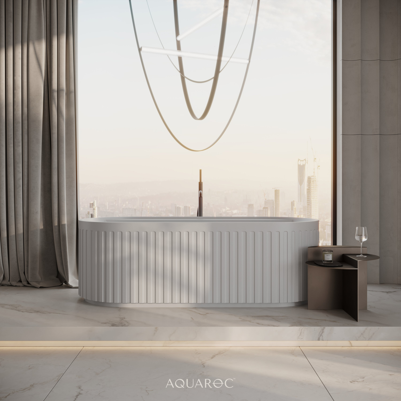 Athena Freestanding Fluted Stone Bath 1700mm