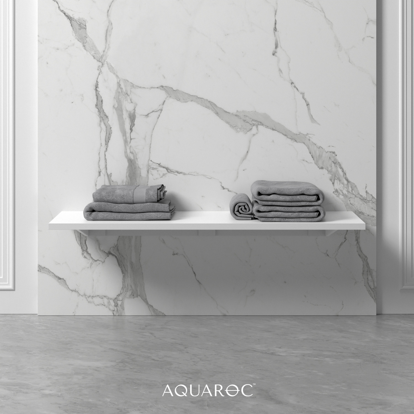 Wall Hung Stone Slimline Towel Shelf 1200mm