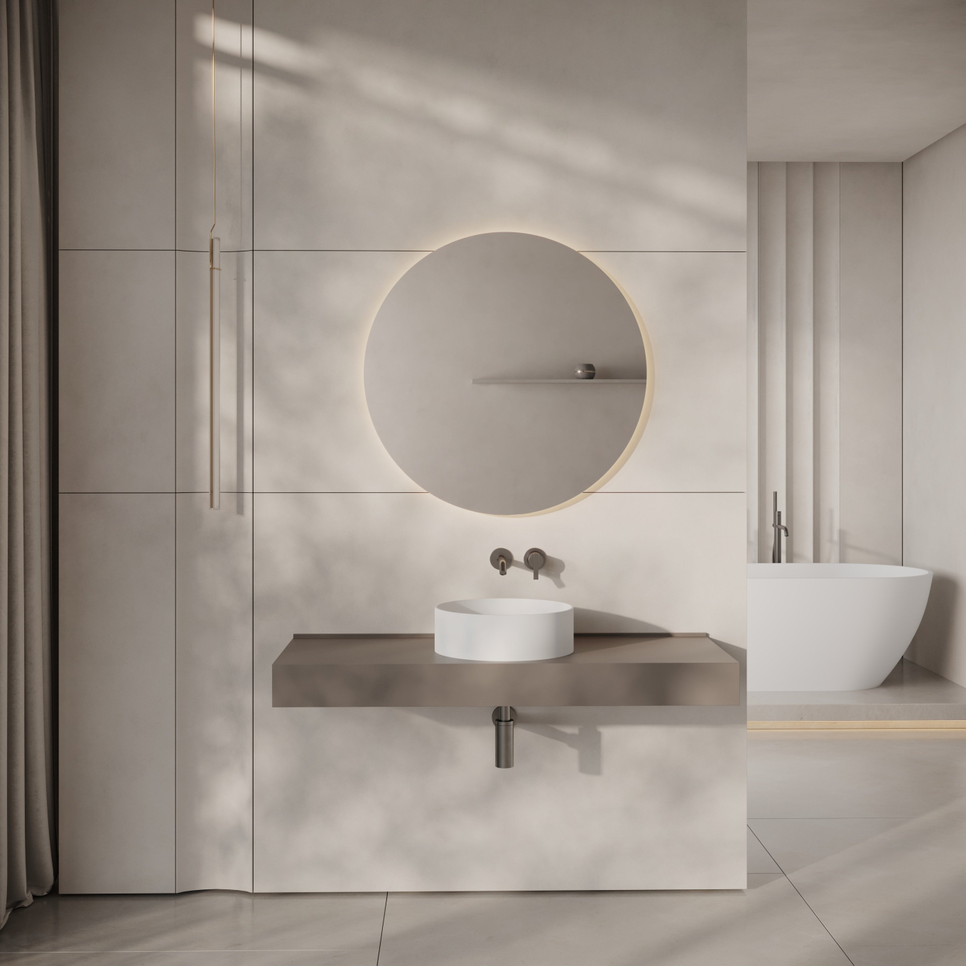 Oasis Round Countertop Stone Basin 380mm