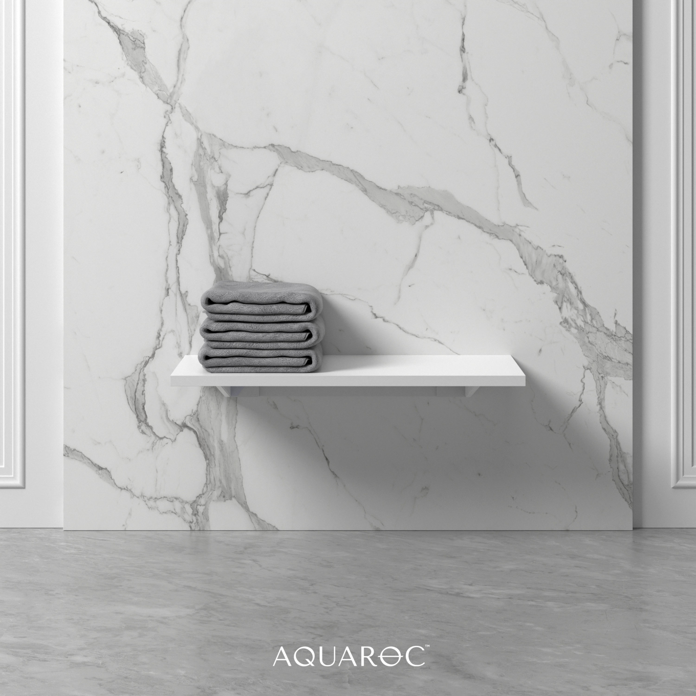 Wall Hung Stone Slimline Towel Shelf 800mm