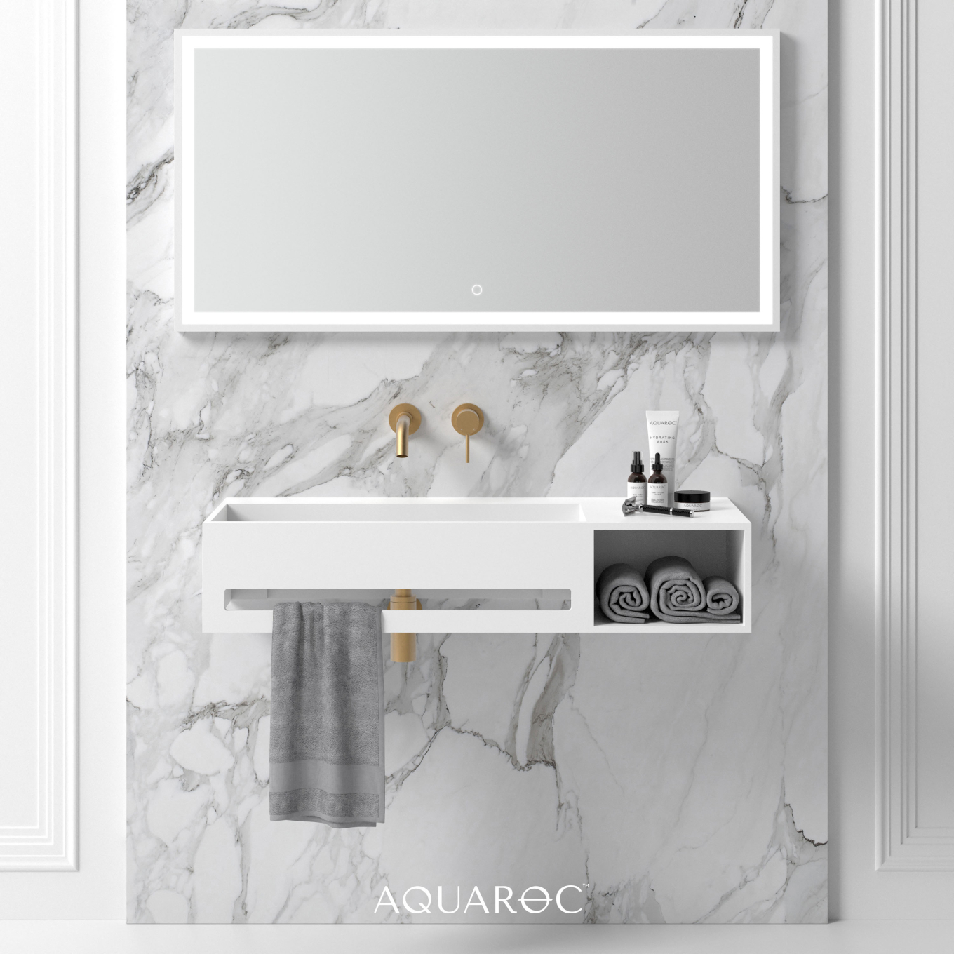 Quadra Wall Hung Stone Basin 1000mm