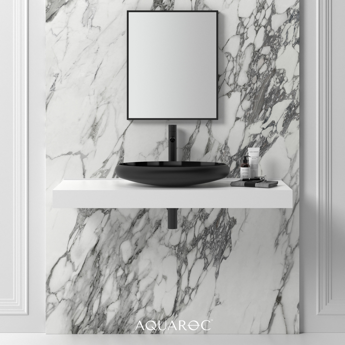 Camellia Matte Black Countertop Stone Basin 600mm