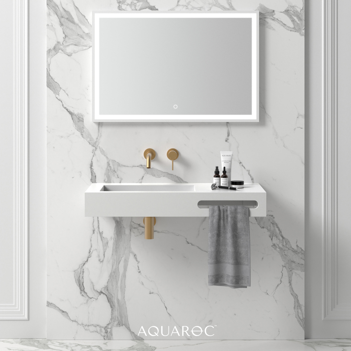 Fiora Wall Hung Stone Basin 900mm Towel Hole