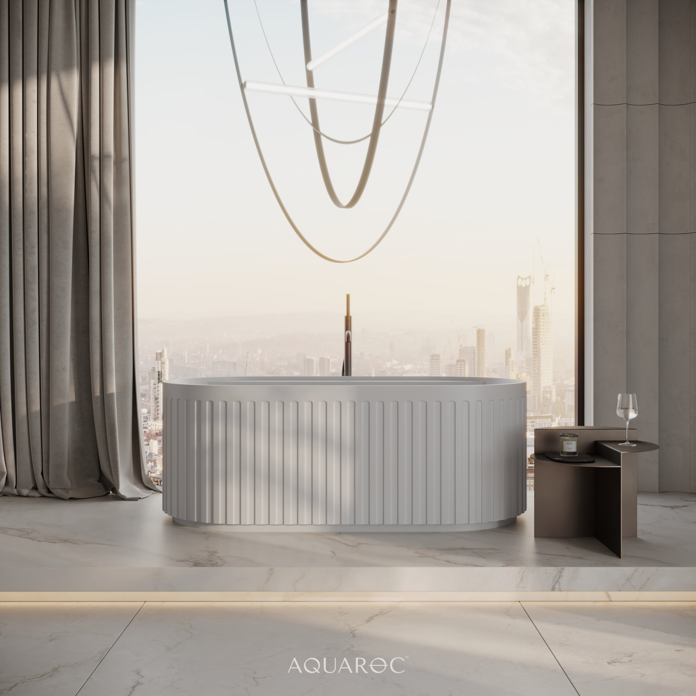 Athena Freestanding Fluted Stone Bath 1500mm