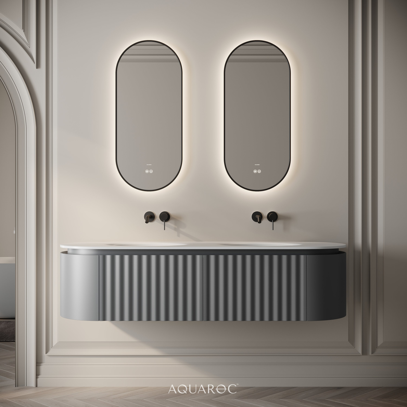 Belgravia Double Vanity Unit & Stone Basin 1600mm Matte Grey