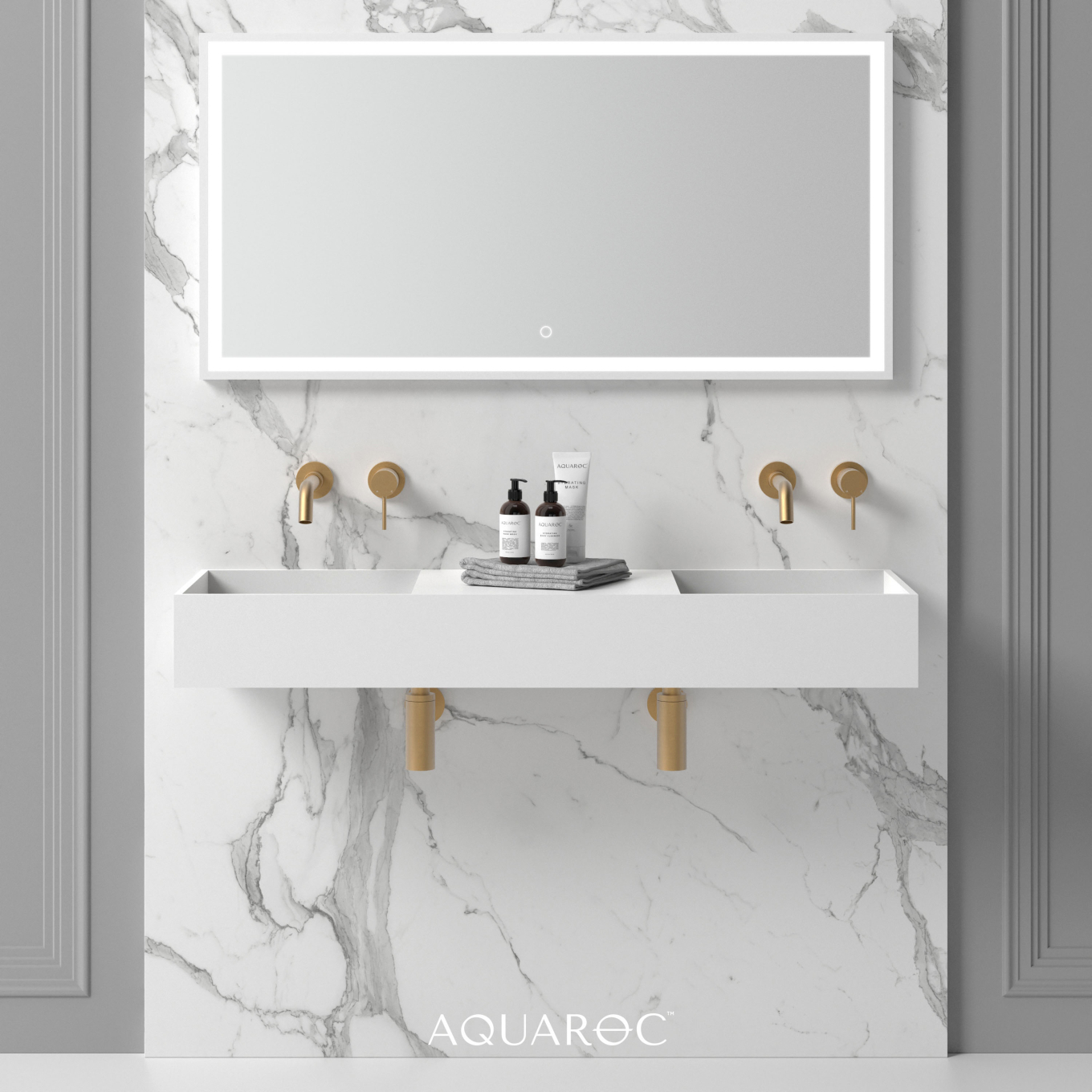 Atlante Wall Hung Double Stone Basin 1200mm