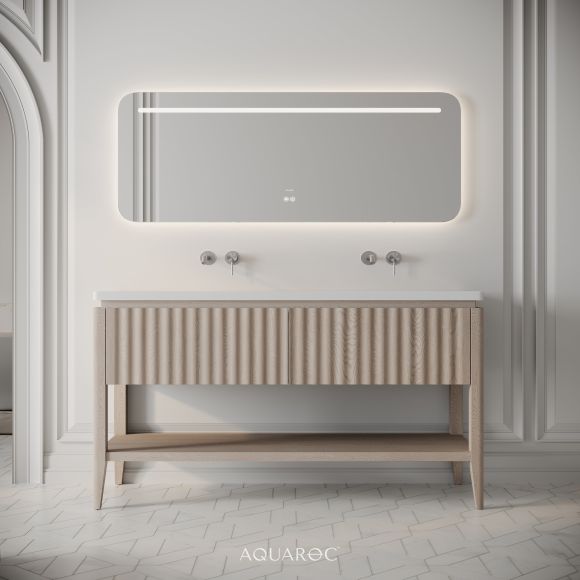 Kensington Vanity Unit & Double Stone Basin 1400mm Natural Oak
