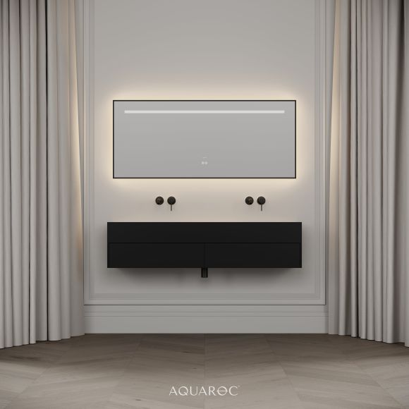 Nero Matte Black Stone Double Vanity Unit 1400mm