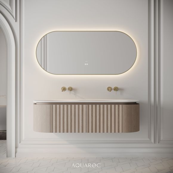 Belgravia Double Vanity Unit & Stone Basin 1400mm Natural Oak