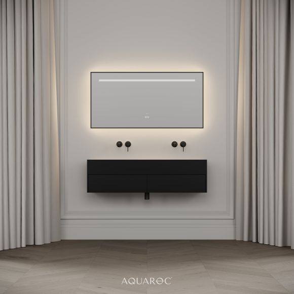 Nero Matte Black Stone Double Vanity Unit 1200mm