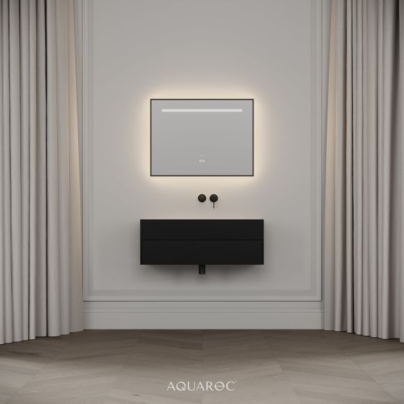 Nero Matte Black Stone Vanity Unit 900mm