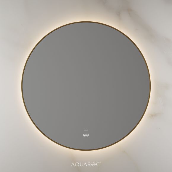 Lumiere Backlit & Demister Round Mirror 1000mm Brushed Gold