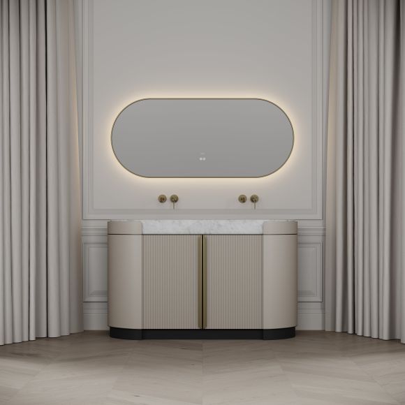 Knightsbridge Double Vanity Unit & Carrara Marble Basin 1400mm Cashmere Beige