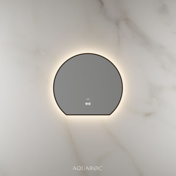 Lumiere Backlit & Demister Moon Mirror 600mm Matte Black