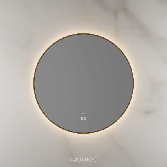 Lumiere Backlit & Demister Round Mirror 800mm Brushed Gold