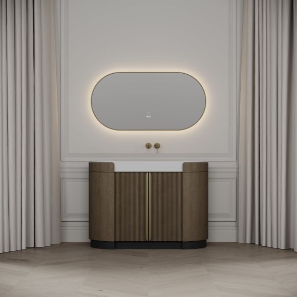 Knightsbridge Vanity Unit & Stone Basin 1200mm Smoked Oak