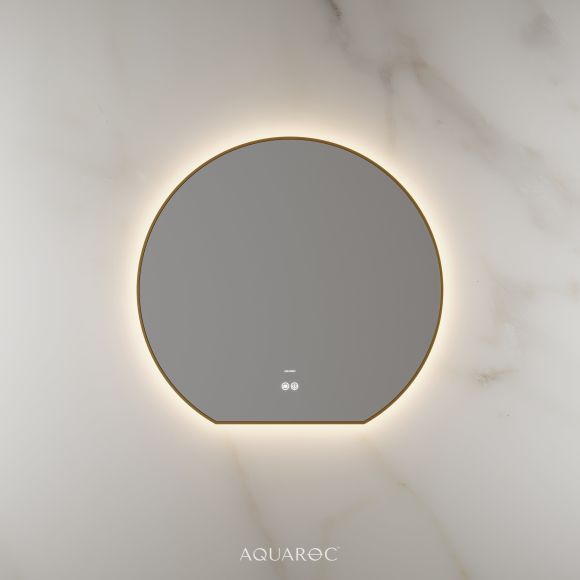 Lumiere Backlit & Demister Moon Mirror 800mm Brushed Gold
