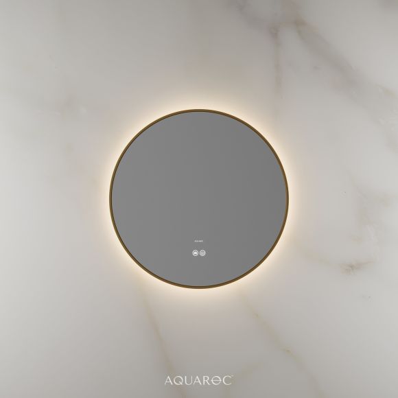 Lumiere Backlit & Demister Round Mirror 600mm Brushed Gold