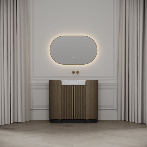 Knightsbridge Vanity Unit & Carrara Marble Basin 1000mm Smoked Oak