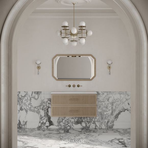 Park Lane Vanity Unit & Stone Basin Natural Oak 1000mm