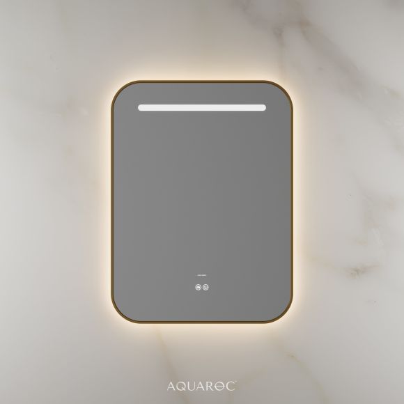 Lumiere Backlit & Demister Curved Mirror 600mm Brushed Gold