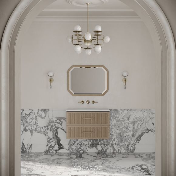 Park Lane Vanity Unit & Stone Basin Natural Oak 800mm