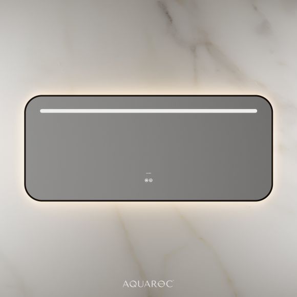 Lumiere Backlit & Demister Curved Mirror 1400mm Matte Black
