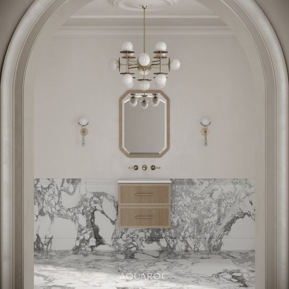 Park Lane Vanity Unit & Stone Basin Natural Oak 600mm