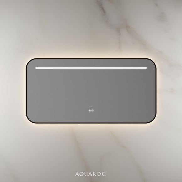 Lumiere Backlit & Demister Curved Mirror 1200mm Matte Black
