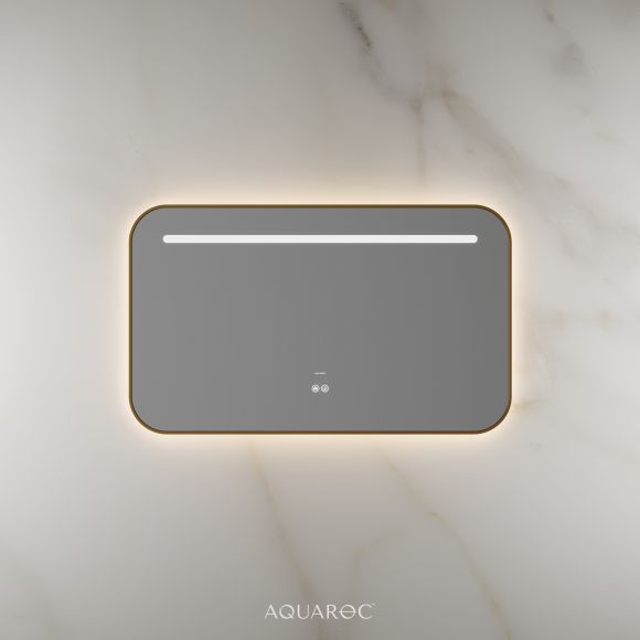 Lumiere Backlit & Demister Curved Mirror 1000mm Brushed Gold