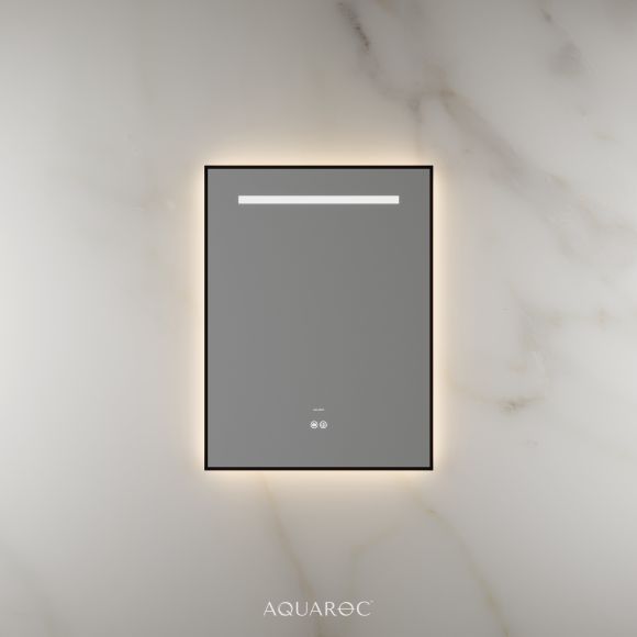 Lumiere Backlit & Demister Rectangle Mirror 600mm Matte Black
