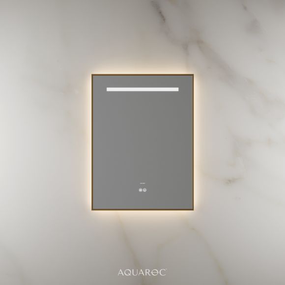 Lumiere Backlit & Demister Rectangle Mirror 600mm Brushed Gold