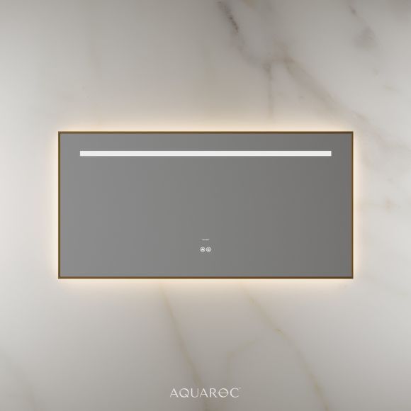 Lumiere Backlit & Demister Rectangle Mirror 1200mm Brushed Gold