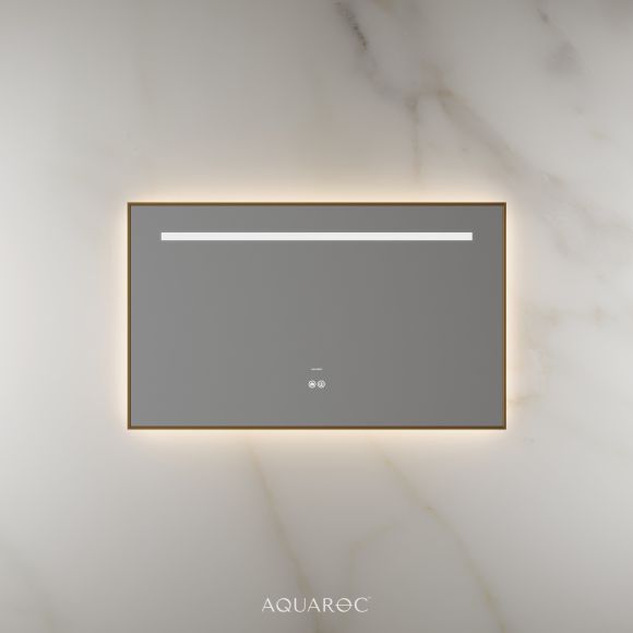 Lumiere Backlit & Demister Rectangle Mirror 1000mm Brushed Gold