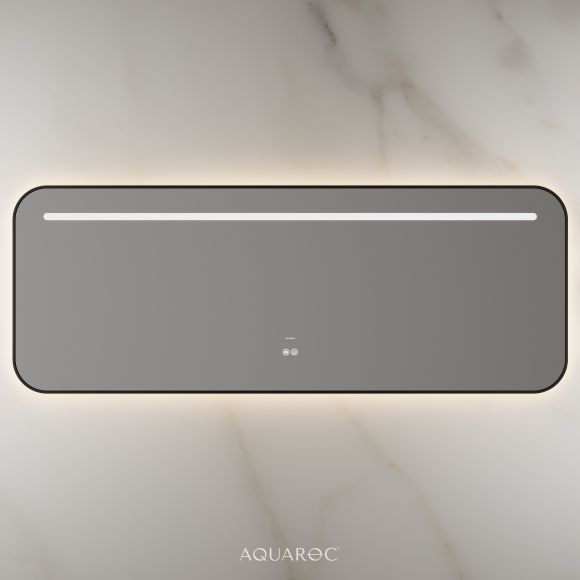 Lumiere Backlit & Demister Curved Mirror 1600mm Matte Black