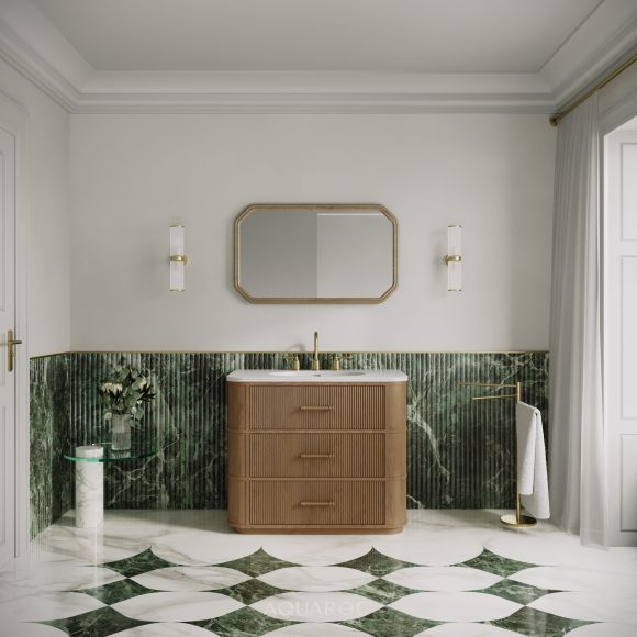Savoy Vanity Unit & Stone Basin 1000mm Smoked Oak
