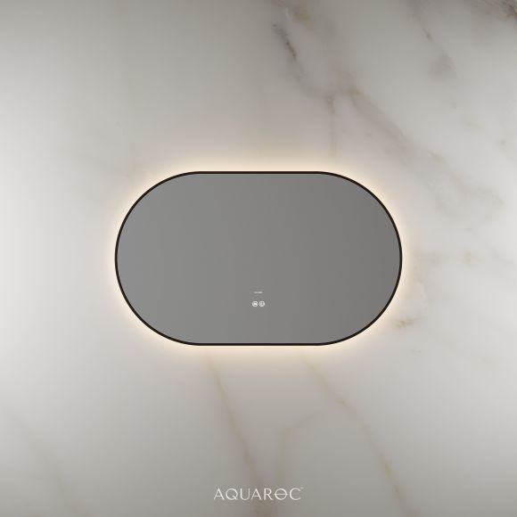 Lumiere Backlit & Demister Oval Mirror 1000mm Matte Black