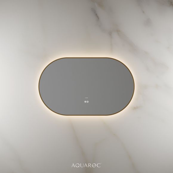 Lumiere Backlit & Demister Oval Mirror 1000mm Brushed Gold