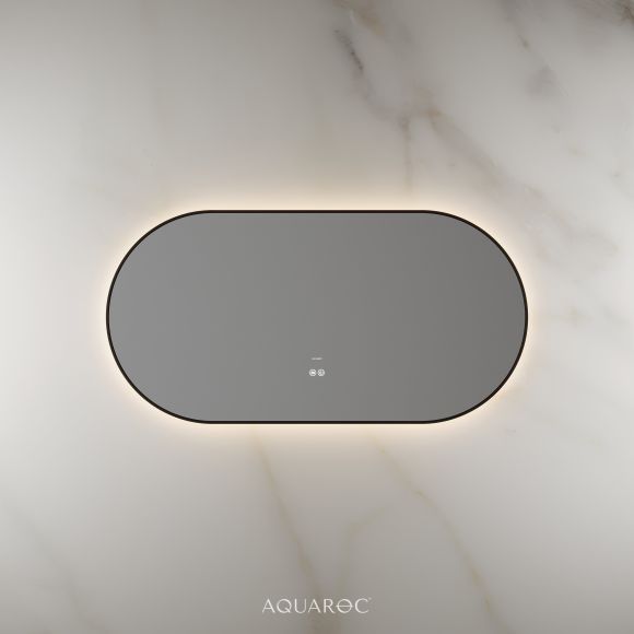Lumiere Backlit & Demister Oval Mirror 1200mm Matte Black